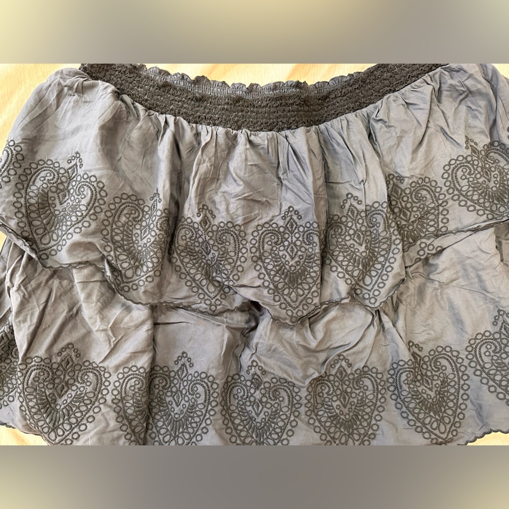 American Eagle Black Patterned Ruffle Mini Skirt - image 2